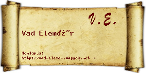 Vad Elemér névjegykártya